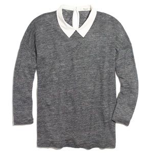 ISO Madewell grey linen top with white collar